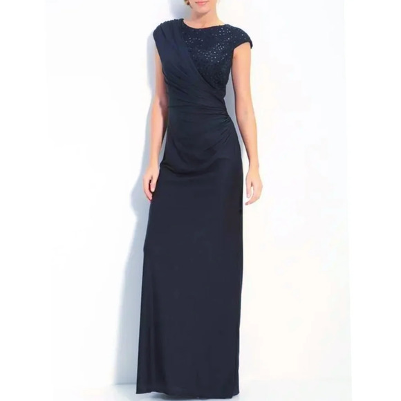 Tadashi Shoji Draped Top Gown - Picture 1 of 10